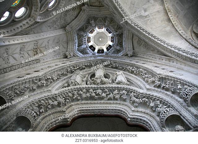Interior ceiling at Sagrada Familia, Barcelona, Spain