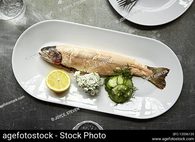 Whole rainbow trout without skin