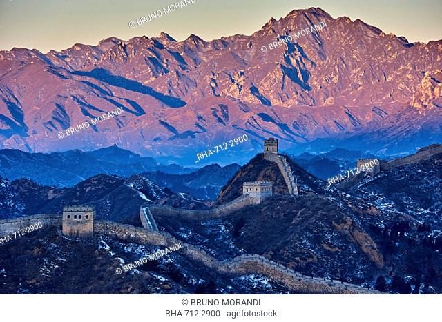 Aerial view of the Jinshanling and Simatai sections of the Great Wall of China, Unesco World Heritage Site, China, East Asia