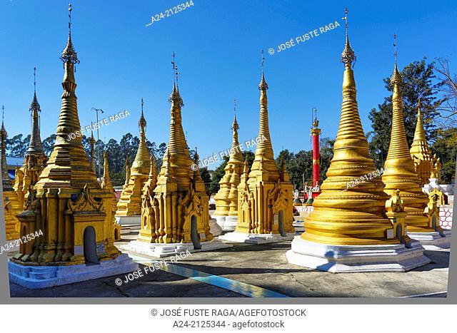 Myanmar , near Inle Lake, Aungpan City , Stupas
