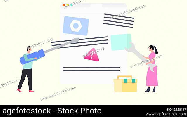 Man and woman using tools on computer screen clipboard