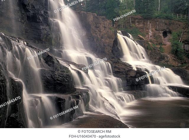 waterfalls, MN, Lake Superior, North Shore Drive, Minnesota, Gooseberry Lower Falls along Gooseberry River in Gooseberry State Park