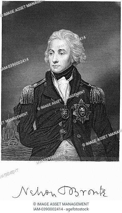 Horatio Nelson 1758-1805 Ist Viscount Nelson  English naval commander  Victor of Battle of Trafalgar at which he was fatally wounded