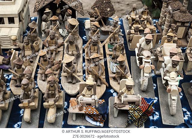 Wood carvings. Cotonou Artisan Center. Cotonou, Benin, Africa