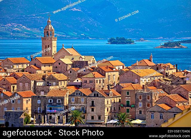 Historic town of Korcula architecture view, archipelago of southern Dalmatia in Croatia