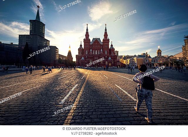 Nikolskaya Tower and the National Museum of History (Red Square, Moscow)