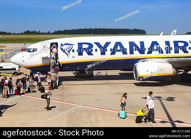A Boeing B737-800 of Ryanair with the registration EI-FRO at Frankfurt cock Airport (HHN) in Germany