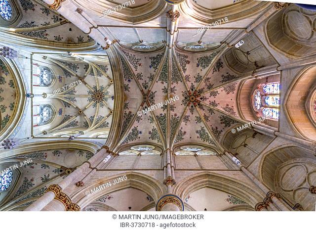 Gothic cross vault with floral frescoes in the Church of Our Lady, Liebfrauenkirche, UNESCO World Heritage, Roman monument, Trier, Rhineland-Palatinate, Germany