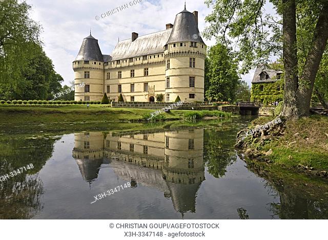 Chateau de l'Islette (XVIe, Renaissance francaise) situé au bord de l'Indre a Azay-le-Rideau, departement Indre-et-Loire, region Centre-Val de Loire, France