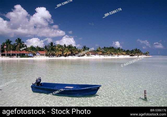 Boat on the tropical beach, Cayo Guillermo, Cuba, Central America