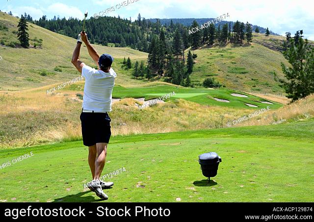 Male golfer at Tower Ranch Golf Club, Kelowna, BC, Canada