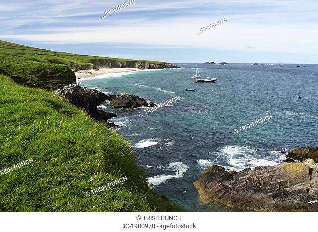 beach on blasket island in munster region, county kerry, ireland
