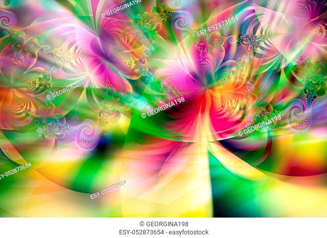 Illustration of a beautiful colored drawing of fractal structures