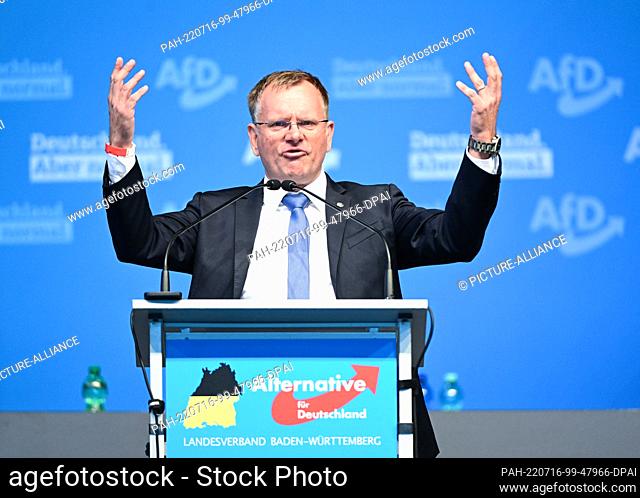 16 July 2022, Baden-Wuerttemberg, Stuttgart: Dirk Spaniel, member of the Bundestag for the Alternative for Germany (AfD) party and candidate for the...