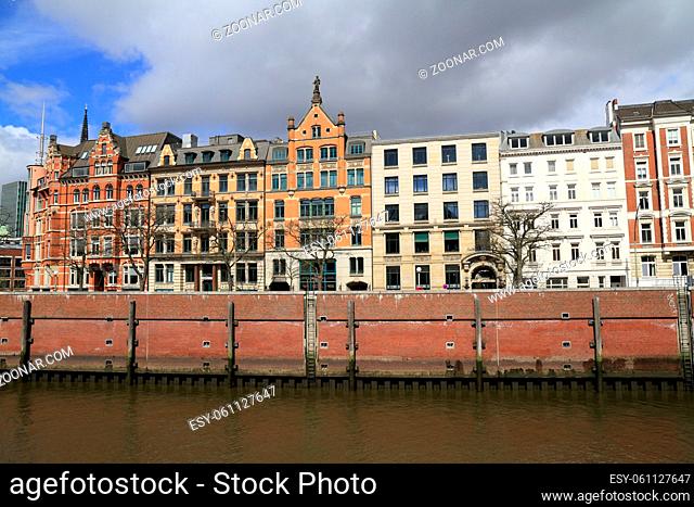Famous historic facades in City of Hamburg, Germany