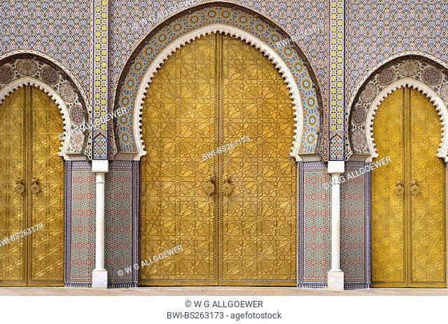 porch of Royal palace, Dar el-Makhzen, at Place des Alaouites, Morocco, Fes