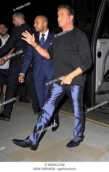 Sylvester Stallone at The Corinthia Hotel Featuring: Sylvester Stallone Where: London, United Kingdom When: 08 Jul 2018 Credit: WENN.com
