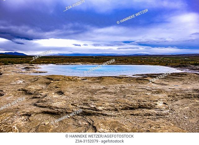Geysir - a famous hot spring in the geothermal area of Haukadalur Valley, Southwest Iceland