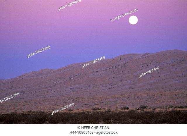 California, Mojave National Reserve, Moonrise, Kelso Dunes, USA, America, United States, dunes, landscape, desert, n