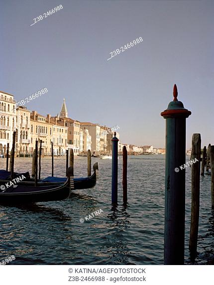 The Grand Canal on a clear day in Venice, Italy, Europe