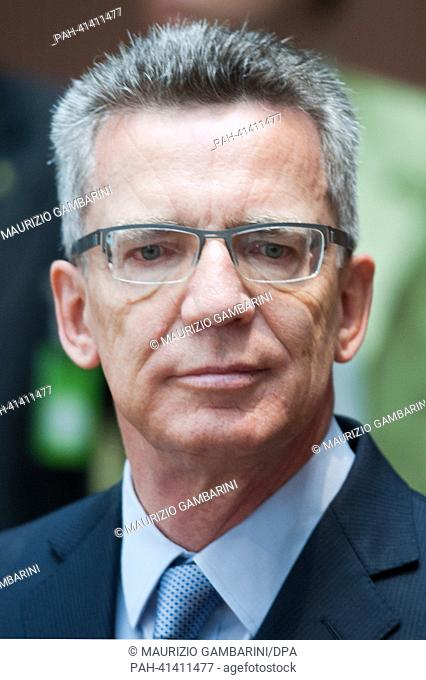 German Minister of Defence Thomas de Maiziere (CDU) arrives at today's meeting of the Euro Hawk parliamentary investigating committee in Berlin, Germany