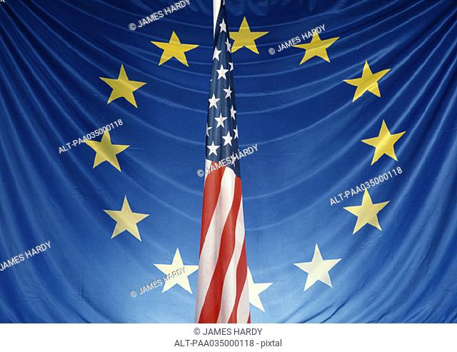 European and american flags