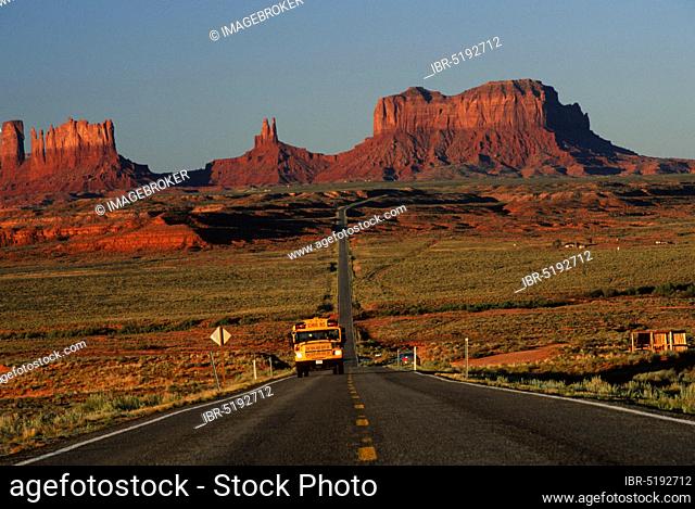 School bus, Monument Valley, Arizona, USA, North America
