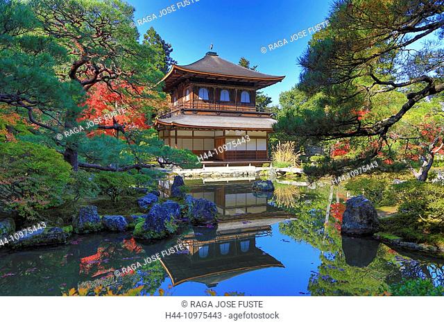 world heritage, Ginkaku-ji, Japan, Asia, Kansai, Kyoto, Japanese, Landscape, architecture, colourful, fall, garden, house, momiji, no people, pond, touristic