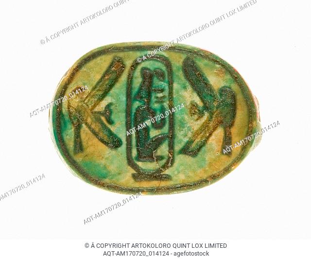 Scarab Inscribed Lord of the Two Lands Maatkare (Hatshepsut) Flanked by Two Falcons, New Kingdom, Dynasty 18, early, ca. 1479â€“1458 B.C