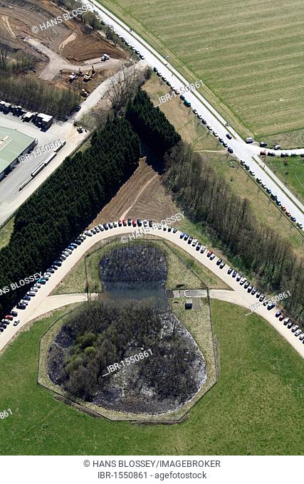 Aerial view, opening of the flower show 2010 in Hemer, Sauerland region, North Rhine-Westphalia, Germany, Europe
