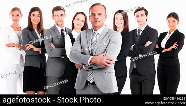 Group of business people isolated over white background