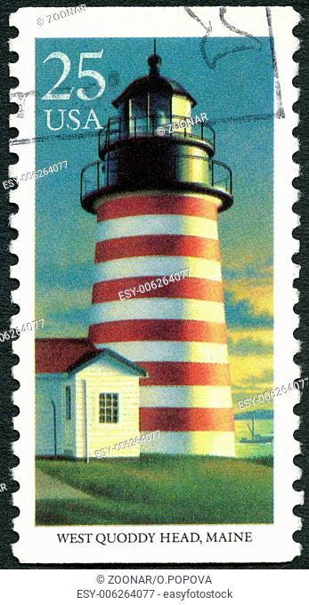 USA - 1990: shows West Quoddy Head, Maine, series Lighthouses