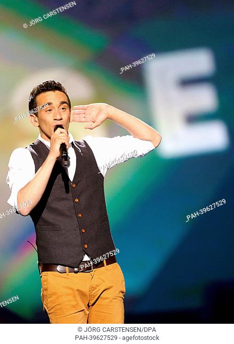 Singer Gianluca Bezzina representing Malta performing during the Grand Final of the Eurovision Song Contest 2013 in Malmo, Sweden, 18 May 2013