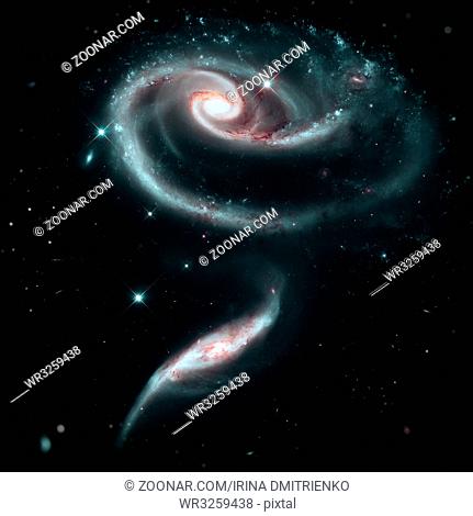A Rose Made of Galaxies UGC 1810 and UGC 1813. Group of spiral galaxies in the constellation Andromeda. Elements of this image furnished by NASA