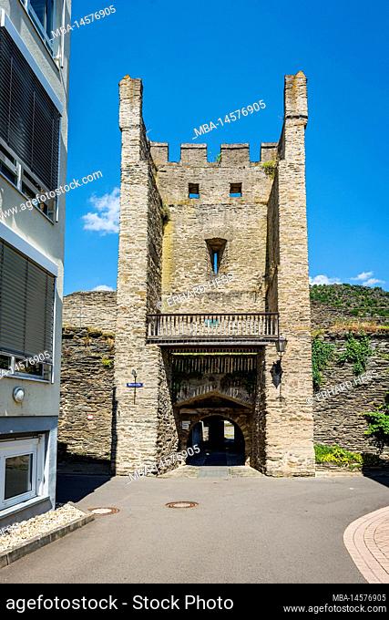 Hospitalgassenturm in Oberwesel on the Middle Rhine, on the town wall, part of the Unesco World Heritage Upper Middle Rhine Valley