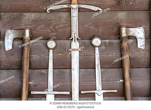 Sword hilts and axes in ChÄ. ciny Royal Castle, . ChÄ. ciny Poland