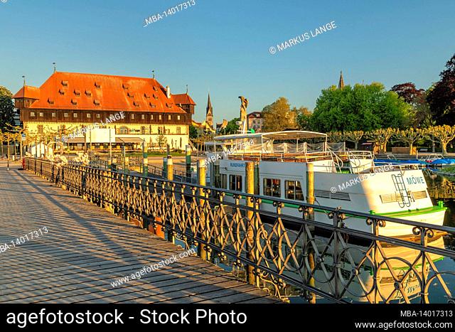 harbor with council building, konstanz, lake constance, baden-wuerttemberg, germany