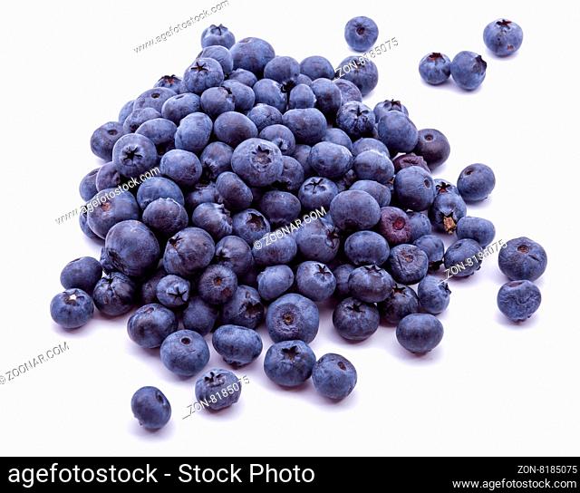 Group of fresh blueberries isolated on white background