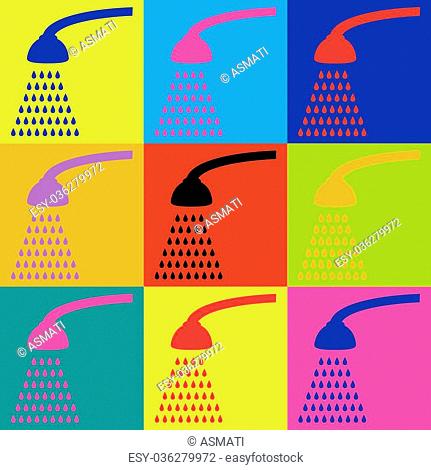 Shower simple icon. Pop-art style colorful icons set