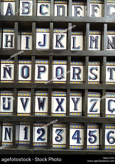 Numbers and letters to decorate. Ceramic tiles