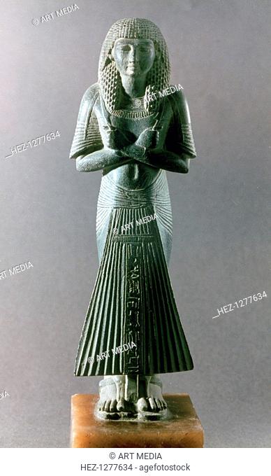 'Shabti or Ushabti', a funerary figurine, Egypt, 18th Dynasty. Found in the collection of the Louvre, Paris