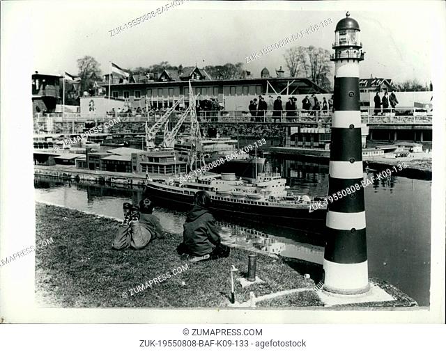 Aug. 08, 1955 - The Children's paradise at Scheveningen - Holland.; For a number of years now the wonderful model town 'Madurodam' built at Schevenigan