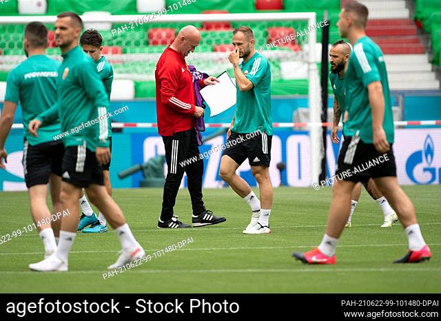 22 June 2021, Bavaria, Munich: Football: European Championship, Group F, before the match Germany - Hungary, final training Hungary in the EM-Arena Munich
