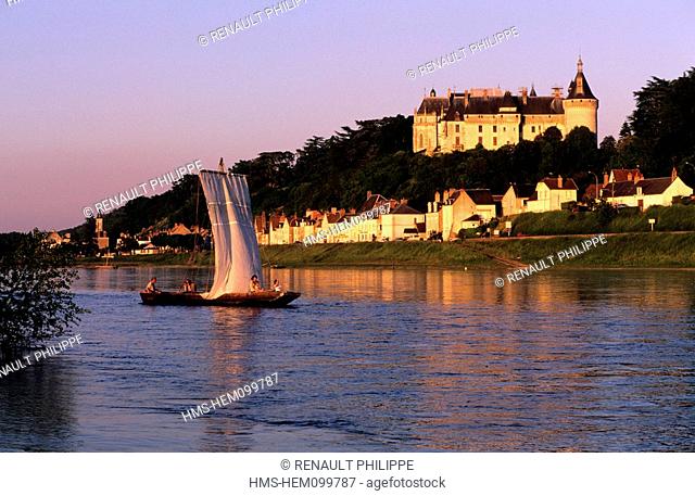 France, Loir et Cher, Loire Valley Castles Loire Castles Ride on a Traditional boat, at the Bottom of Chaumont sur Loire Castle