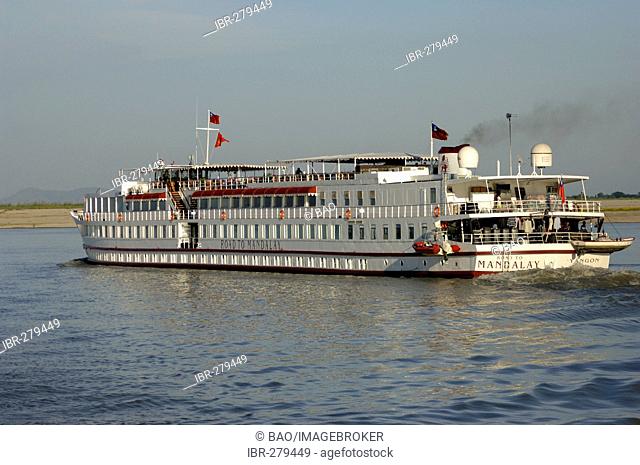 Cruise ship queen of mandalay at river Irrawaddy, Myanmar, Burma