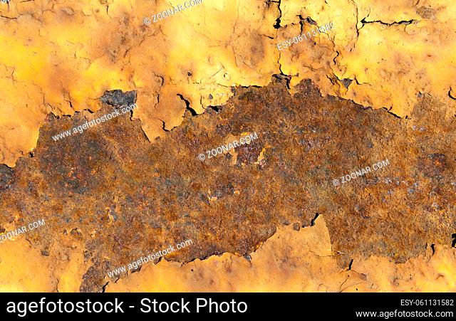 old rusty metal on which corrosion was formed, closeup of part of the structure