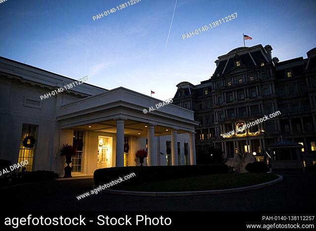 The West Wing of the White House at dusk, in Washington, D.C., U.S., on Friday, Dec. 11, 2020. .Credit: Al Drago / Pool via CNP | usage worldwide