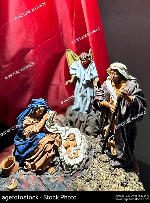 PRODUCTION - 16 December 2023, Italy, Greccio: A nativity scene in the Franciscan monastery in the central Italian municipality of Greccio