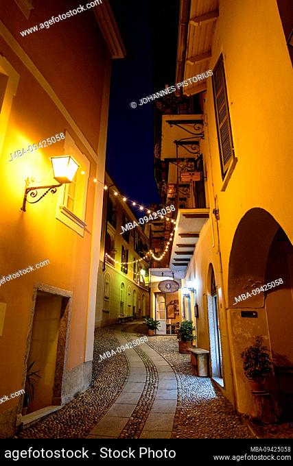 Europe, Italy, Piedmont, Cannero Riviera. Evening mood in the old town