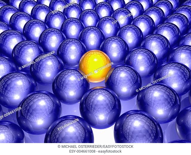 3D rendered Illustration  Abstract background of infinite spheres  Conceptual symbol for being different